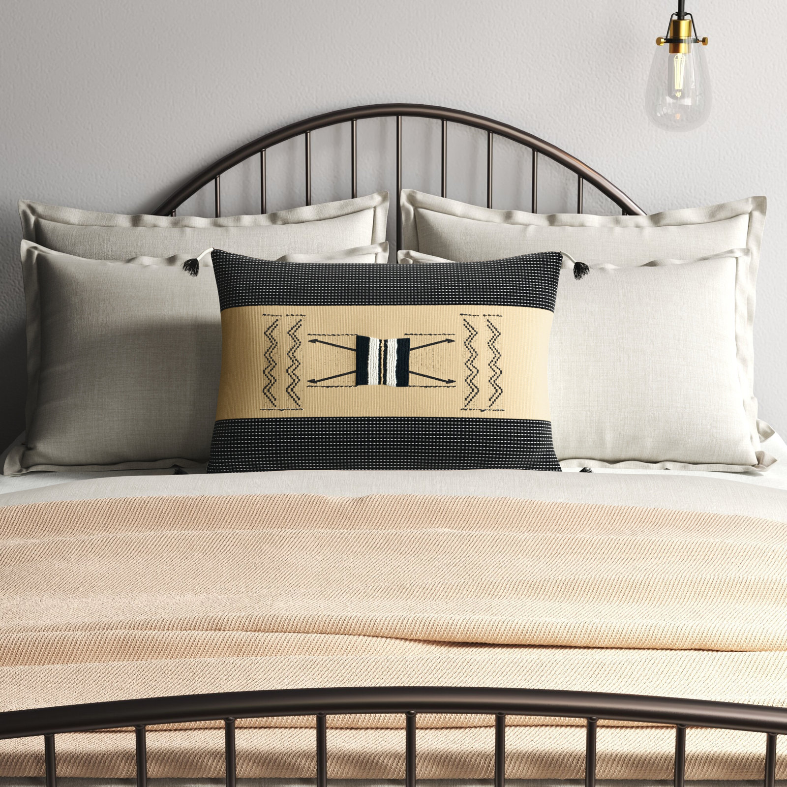 Senna Tassels Cotton Lumbar Throw Pillow, Pillow Cover Only - No Insert