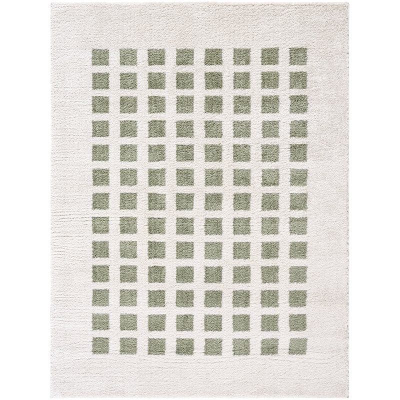 Machine Washable Shaggy Boho Grass Green Area Rug, Rectangle 140 x 200cm