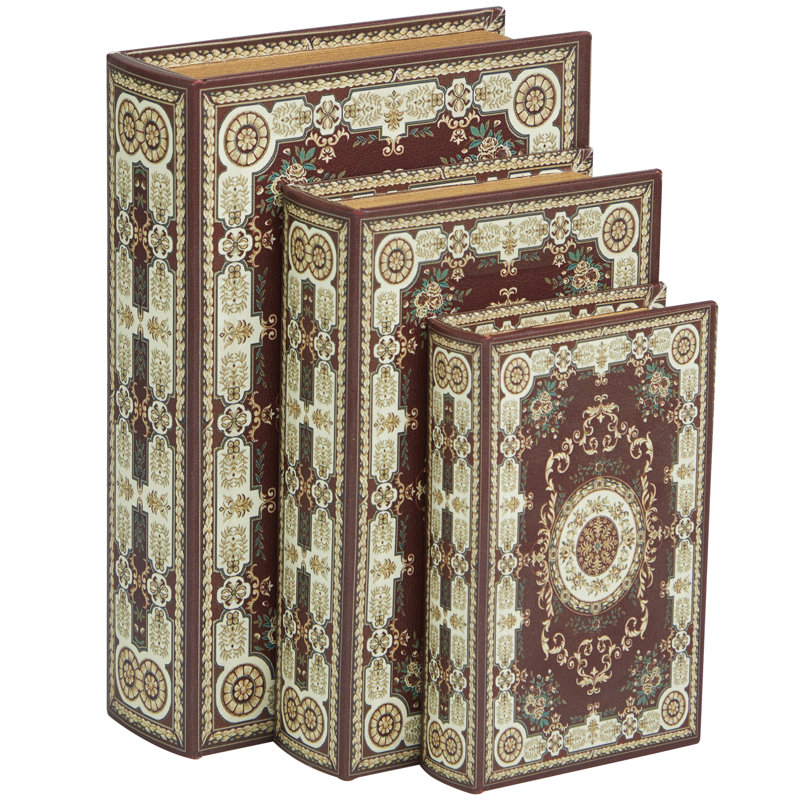 Mishaun 3 Piece Polystone Decorative Box Set, Red