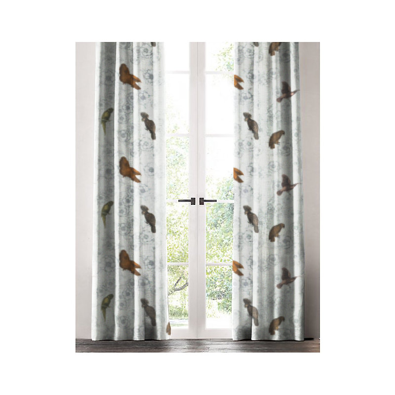 Panneau de rideau simple Bird Wildlife, Blanc, l 50 po x L 72 po