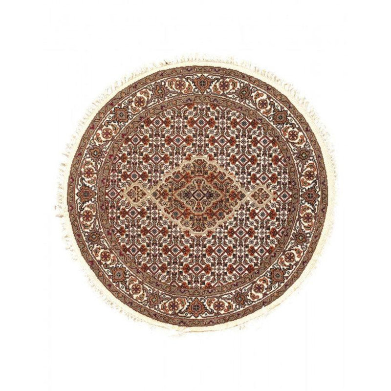 Tapis oriental en coton / laine / soie ivoire / noir / doré Kassey
