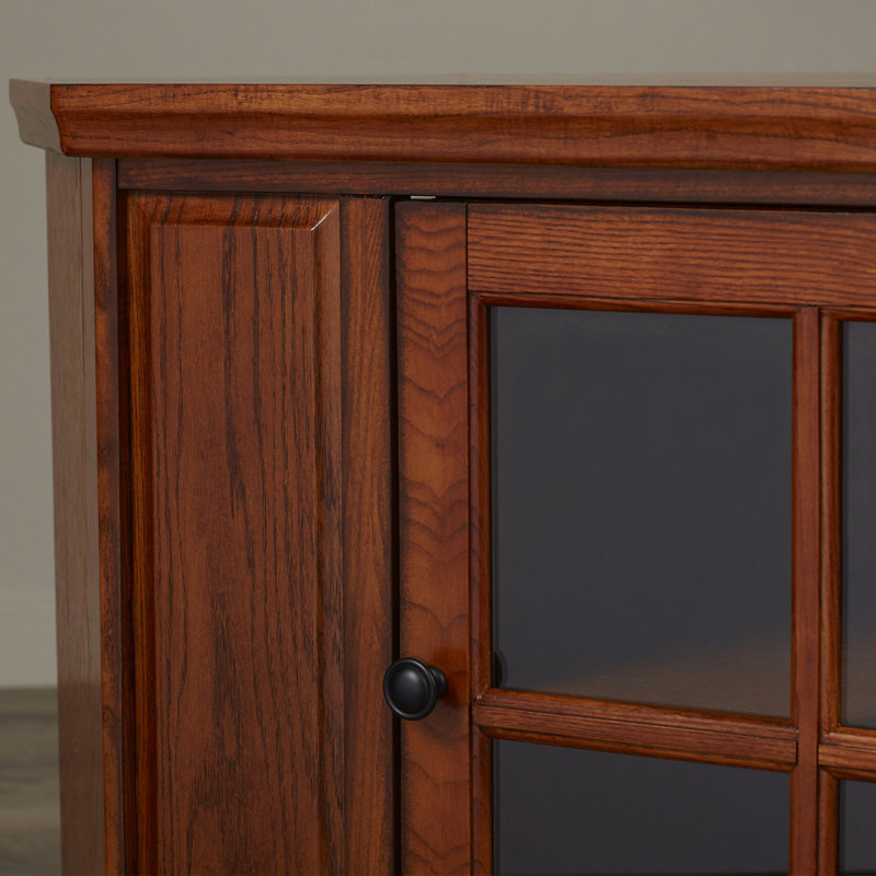 Tucci Solid Wood Corner TV Stand for TVs up to 50", Burnished Oak