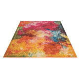 Velva Abstract Orange/Pink/Blue Area Rug