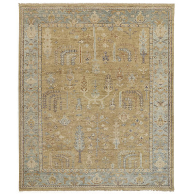 Carrington Wool Oriental Area Rug in Gold