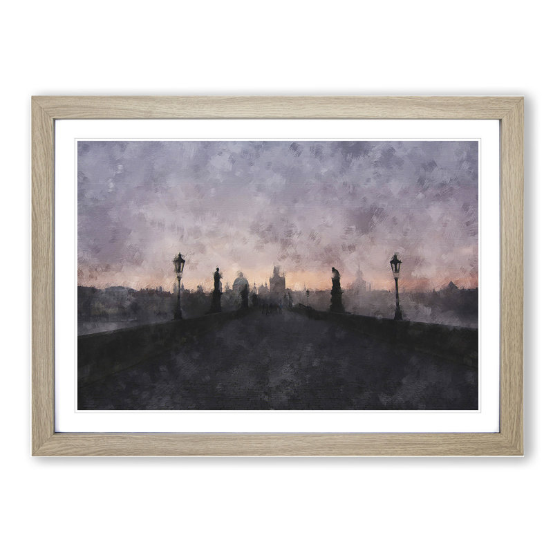 Charles Bridge in Prague Vol.2 - Framed Print, 27cm H x 36cm W x 2cm D, Oak Framed