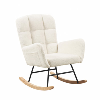 Cream White Teddy Rocking Armchair