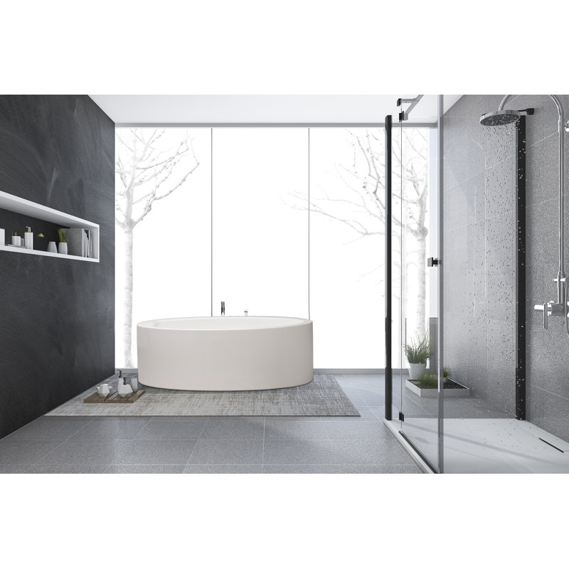 Aubry 60'' L Soaking Bathtub, Polished Chrome