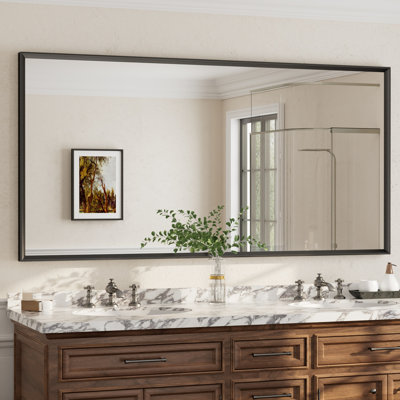 Amara Tempered Glass and Aluminum Alloy Framed French Cleat Mounted Wall Mirror
