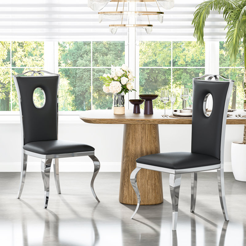 Dilmurod 18.9'' H Dining Chair, Black, Silver