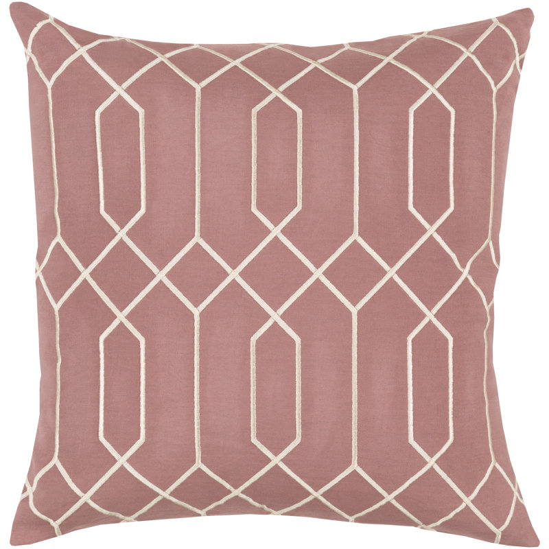 Skyline Geometric Pillow Cover, 22" x 22", Rose/Cream