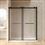 Porte coulissante double en L, verre trempé de 8 mm, poignées en acier inoxydable, rails de guidage carrés, noir mat
