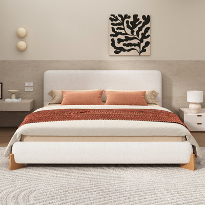 Boucle Upholstered Bed, King Size