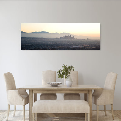 Aerial view of a cityscape Los Angeles California USA 1 Piece Wrapped Canvas Panoramic Wall Art