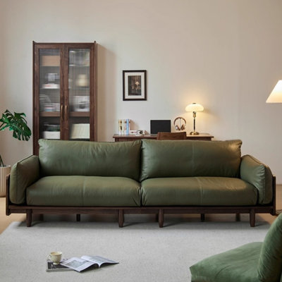Canapé droit Mid-Century en noyer noir