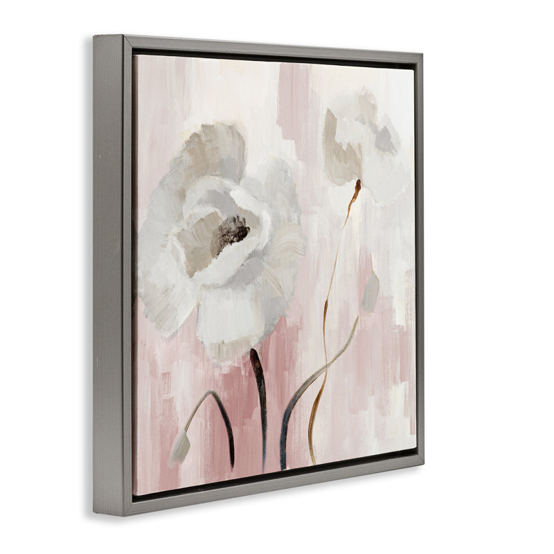 Abstrait, "White Blossoms", encadrée par Lanie Loreth, Cadre flottant gris lustré, H 25 po x l 25 po