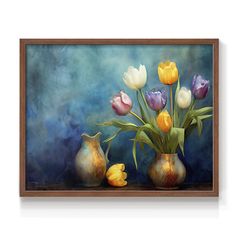 Série florale - Lxxxvi - impression encadrée - réarmable, H 8 po x l 10 po, Noyer