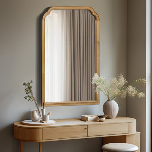 Ancalin Wood Accent Wall Mirror for Bathroom Bedroom Decorative Mirror