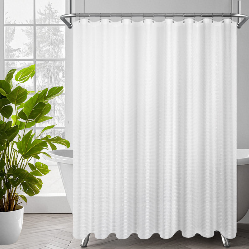Rideau de douche à tissage gaufré, Blanc, H 96 po x l 71 po