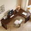 Bureaux en bois massif en L noyer clair-107934566-107934565
