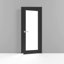 Porte française solide | Verre transparent noir mat Lucia 2166 | Cadre simple à panneau régulier avec poignée-87389994