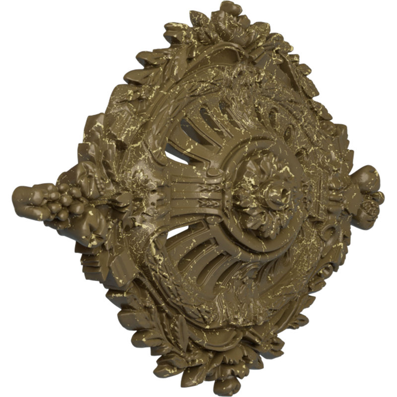 35 médaillon de plafond Antonio l 7 7/8 po x H 22 1/2 po x P 4 3/8 po, Boue Mississippi craquelée
