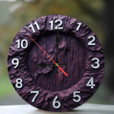 Purple Wood Texture Wall Clock Roman Numerals
