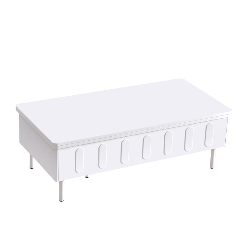 Table basse à plateau relevable avec 2 tiroirs, table basse moderne avec plateau pliable, table basse réglable multifonctionnelle avec compartiment de rangement caché pour le salon