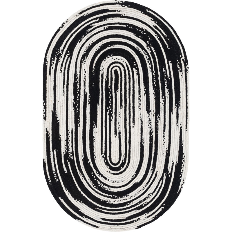 Ovgoros Cotton Abstract Indoor Rug, Oval 5'1" x 8'