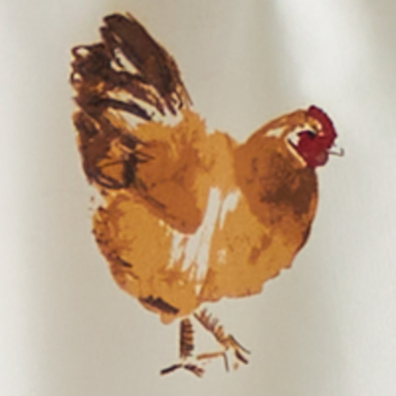 Navy Gingham and Chicken Print Cotton Polyester Valance Set