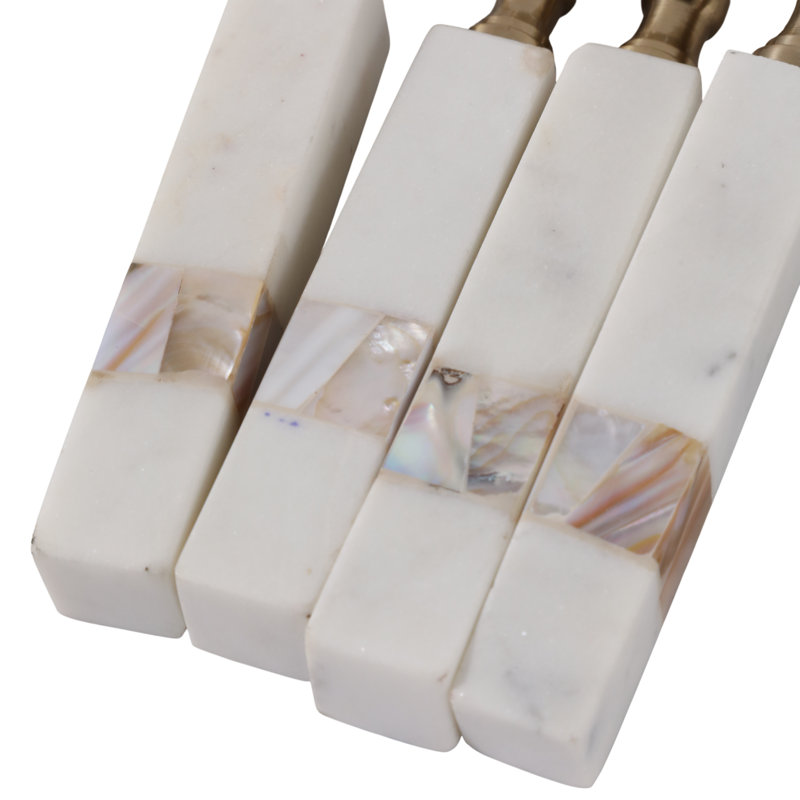 Ensemble élégant d'outils de bar en marbre et en acier avec support pour cocktail de bar maison - Accessoires de bar élégants dans une boîte pour chariot de salle à manger - Ensemble de 4,11 ", blanc et or