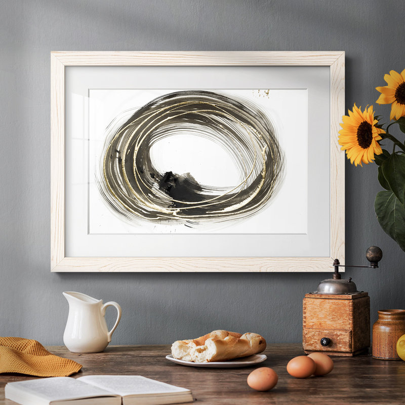 Golden Golden Circles I, impression sur papier, Noir, H 26 po x l 38 po x P 1,5 po