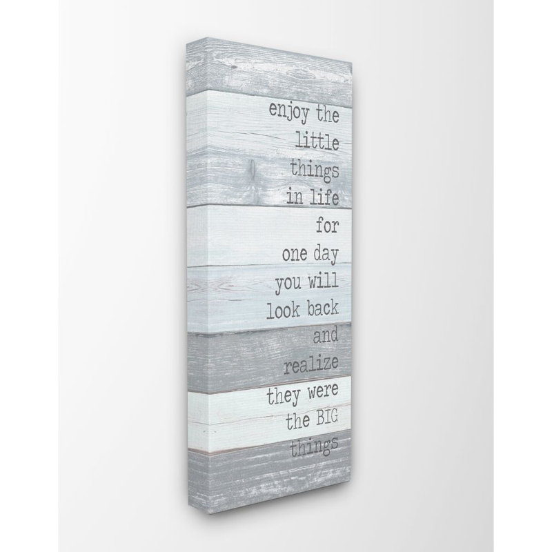 Enjoy par Anna Quach - impression d'art textuel, H 30 po x l 13 po x P 1,5 po, Toile tendue