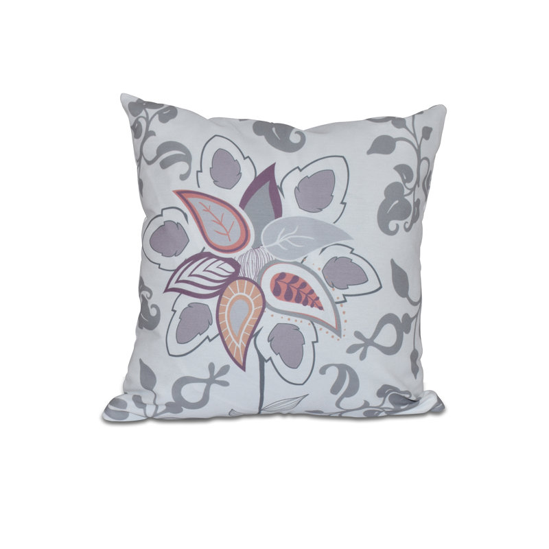Housse de coussin rectangulaire d'extérieur à motif cachemire Botanical Blooms, 16 po x 16 po, Gris