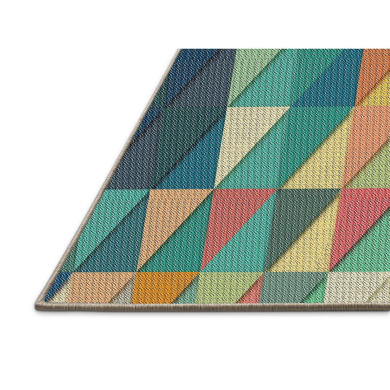 Tapis beige/vert/vert/zone orange patterned, Rectangle 5 pi x 7 pi