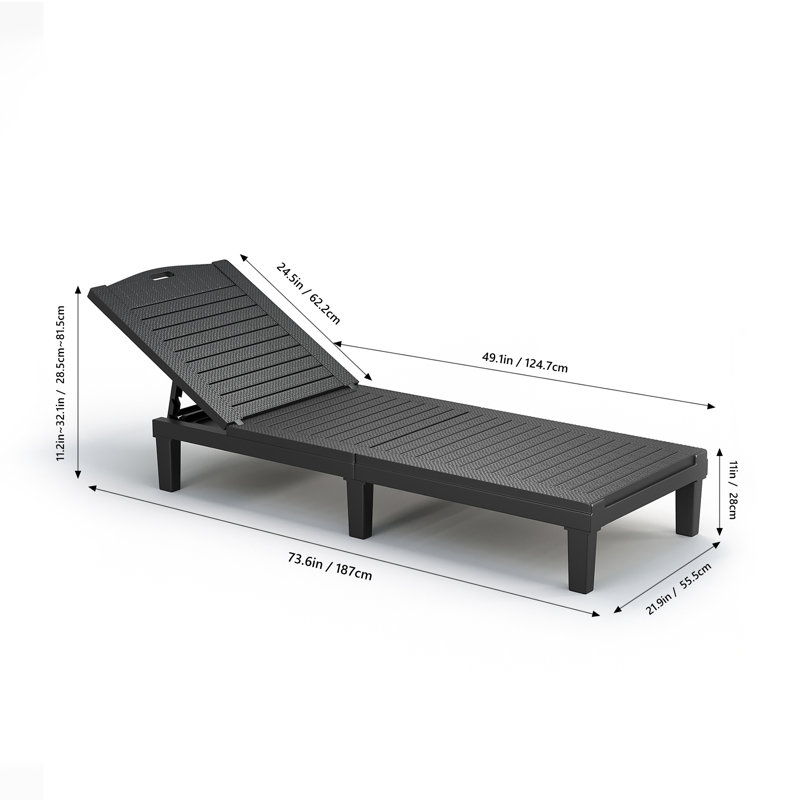 Reclining Chaise Lounge Chair - 5 Position Adjustable Backrest, Sun Lounger for Patio, Pool, Camping  (Set of 2)