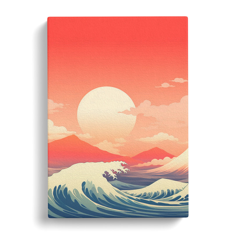 Wave Japanese Minimalism - Wrapped Canvas, 76cm H x 50cm W x 3cm D
