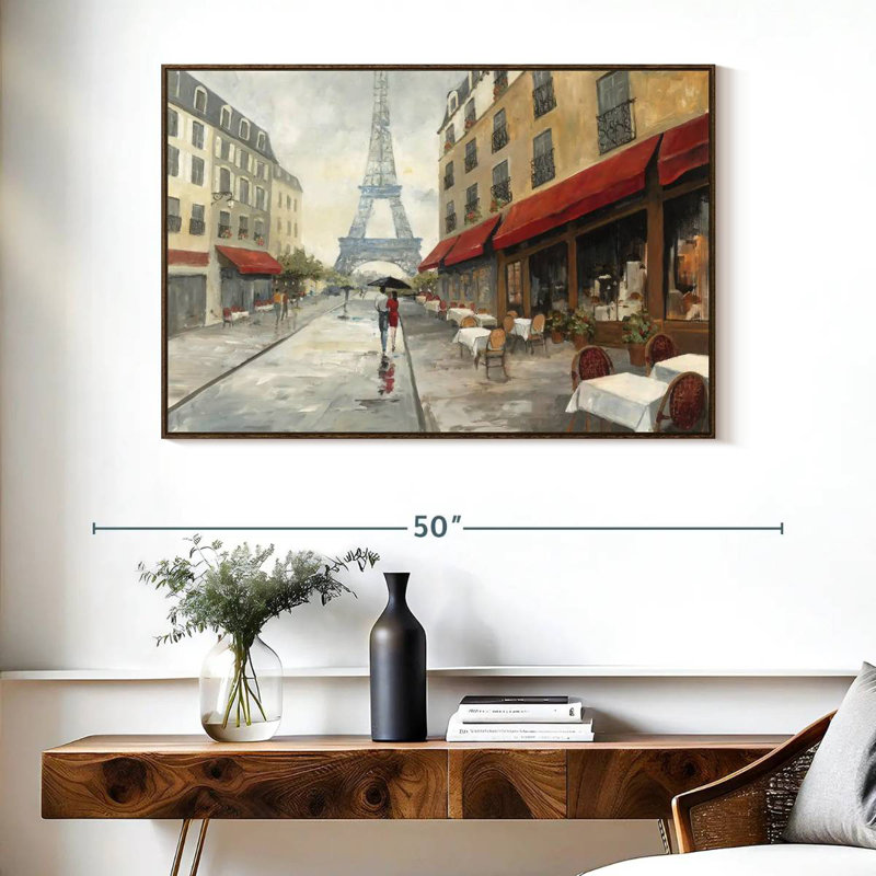 Le matin à Paris, Cadre flottant en noyer, 40 po x 27 po