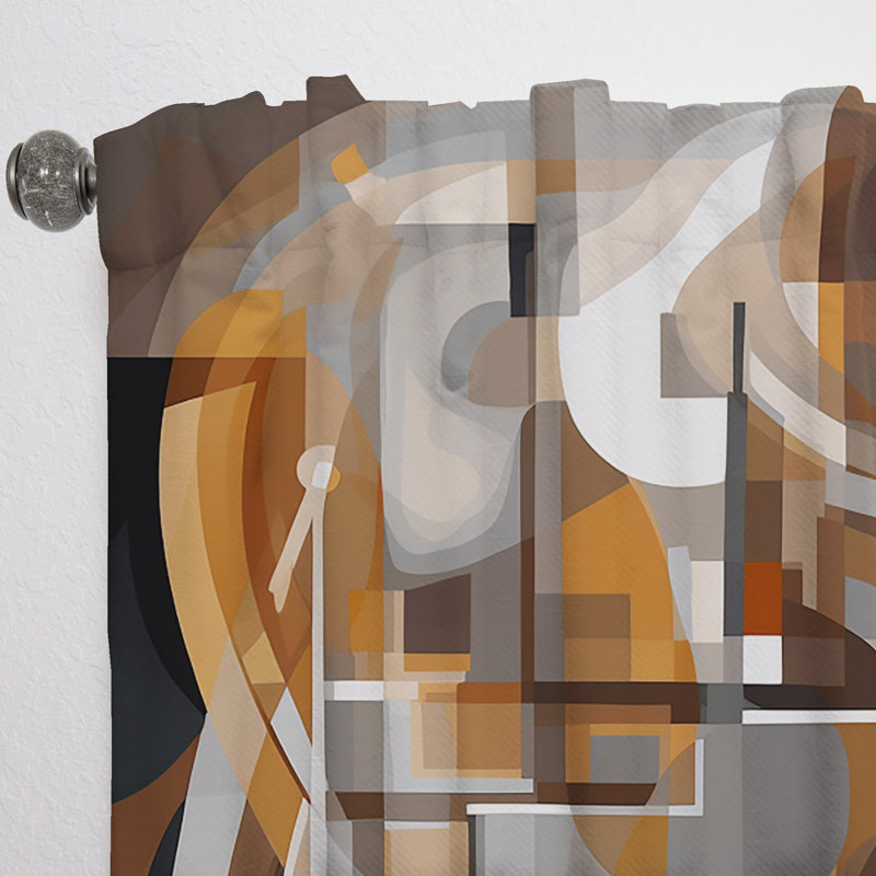 Jaycee - Explorant la tranquillité abstraite I - Rideau en velours moderne - obscurcissant - 1 panneau, L 52 po x L 84 po