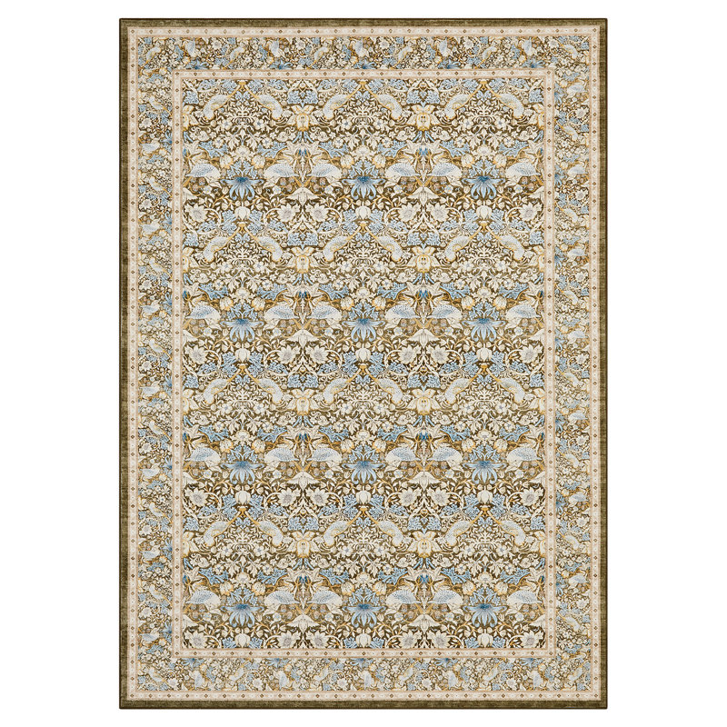Vintage Area Rug Indoor Washable Taupe Rug Boho Distressed Retro Carpet for Living Room Non Slip Indoor Low Pile Soft Bedroom Dining Room Home Office