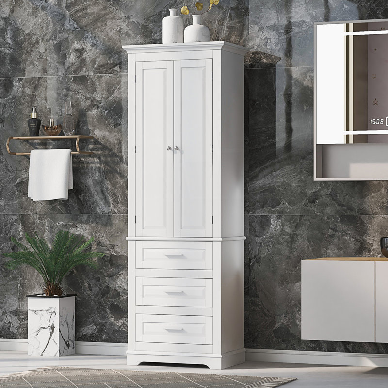 Armoire de rangement haute avec trois tiroirs, armoire d'appoint