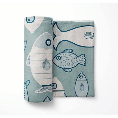Here Fishy Fishy Fishy Ultra Plush Velveteen Fleece Blanket