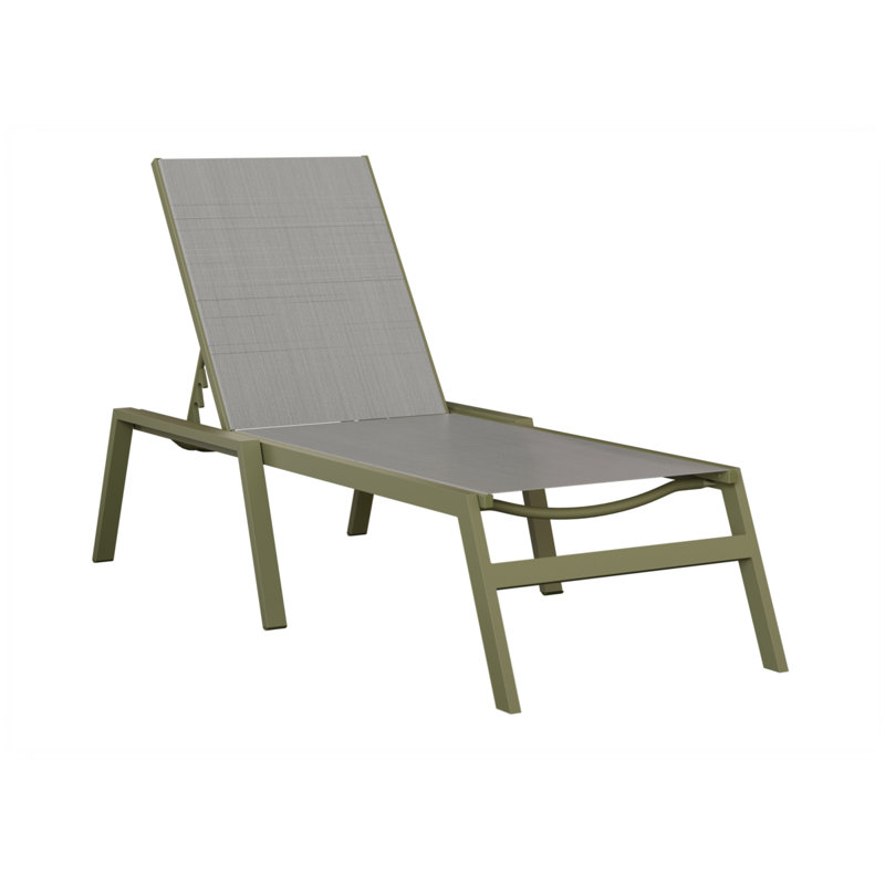 Berlin Gardens Vida Chaise Armless Lounge, Dark Gray, Green Sage