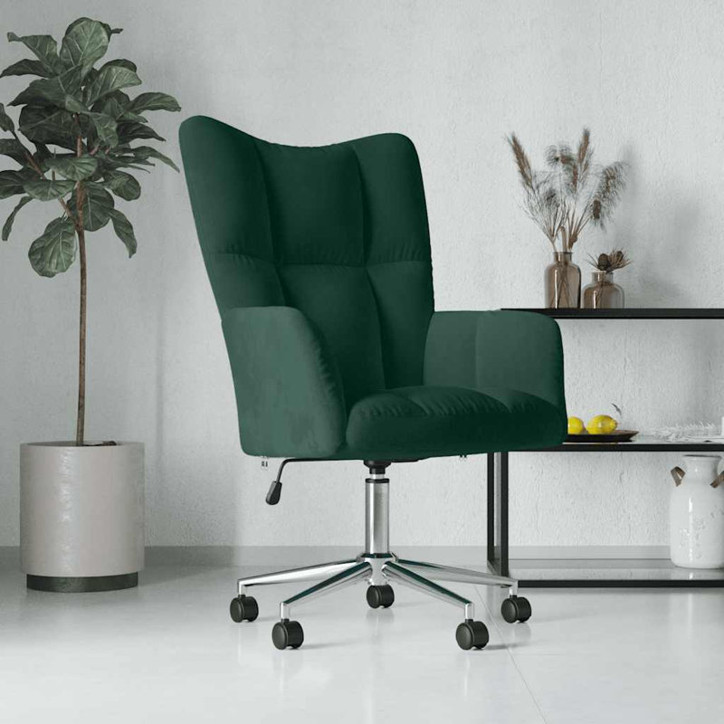 Fauteuil de détente en velours de polyester vert foncé