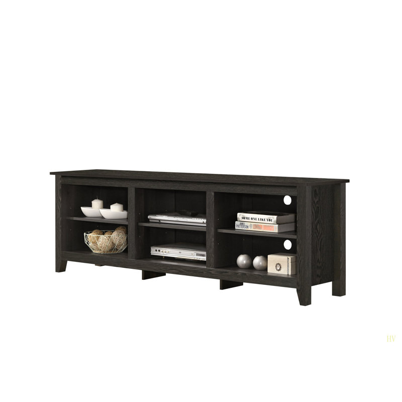 Benito  70"W TV Stand With Open Shelves And Cable Management, Black