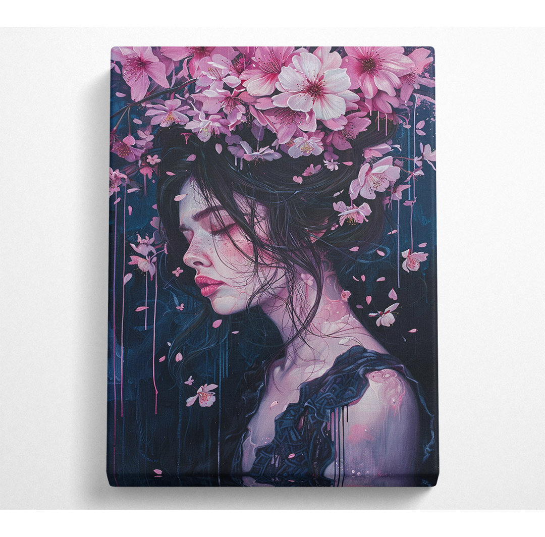 Pink Flower Lady - Kunstdrucke auf Leinwand ohne Rahmen