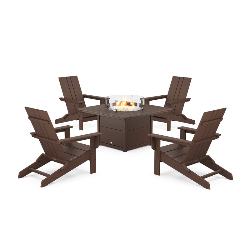 Chaise Adirondack d'extérieur pliable AllModern avec table, Acajou