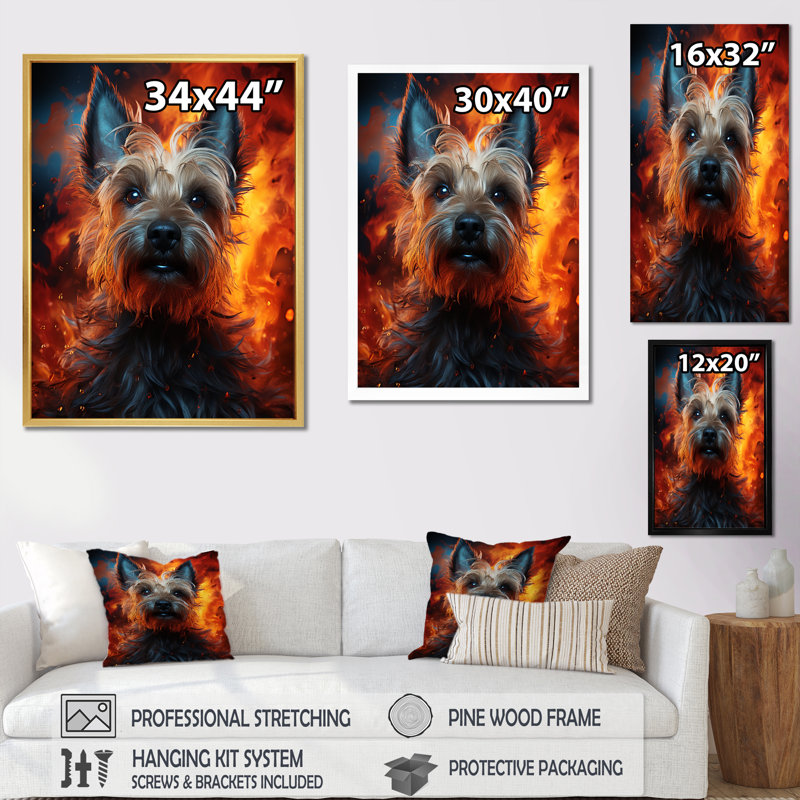 Scottish Terrier Spirit sur impression sur toile, Cadre doré simple, H 44 po x l 34 po x P 1,5 po