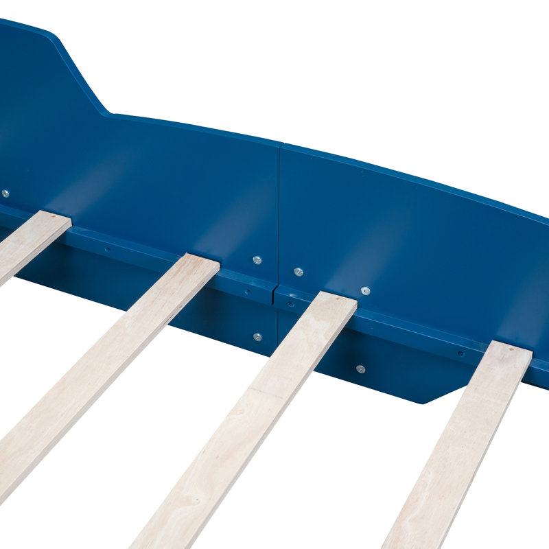 Lit plateforme simple avec roulettes, Bleu