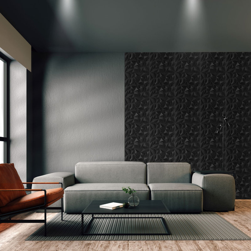 3D Wall Panels With Adhesive Included 19.6" Diamond Prestige Design Wall Paneling, Matte Black