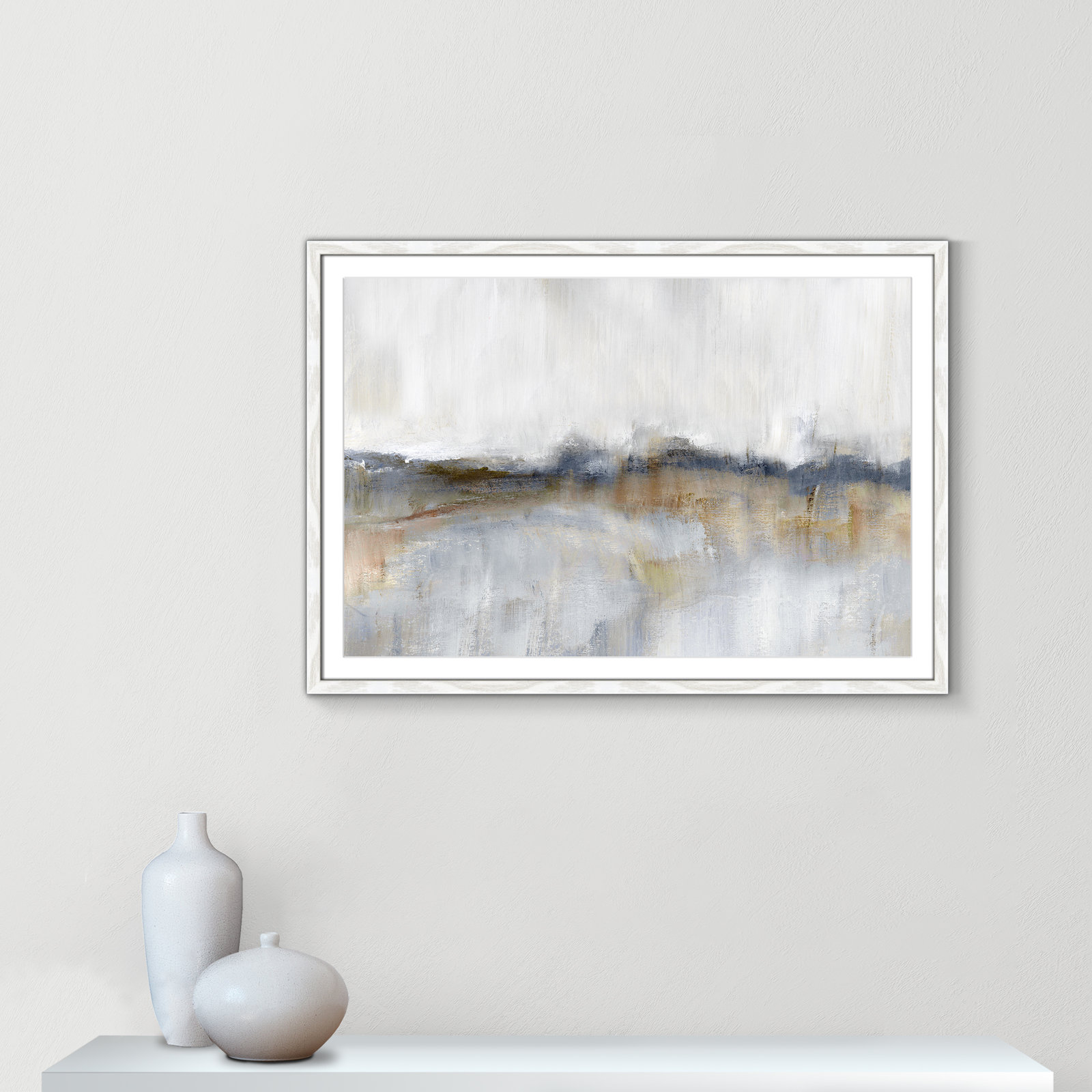 Autumnal Tide by Nan, 25.5" H x 35.5" W x 0.75" D, White Framed